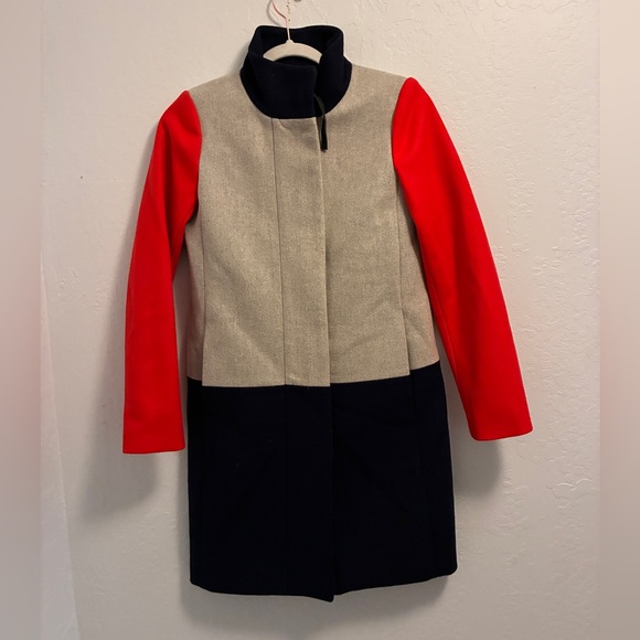 J. Crew Colorblock Funnelneck Wool Blend Coat - Picture 4 of 11